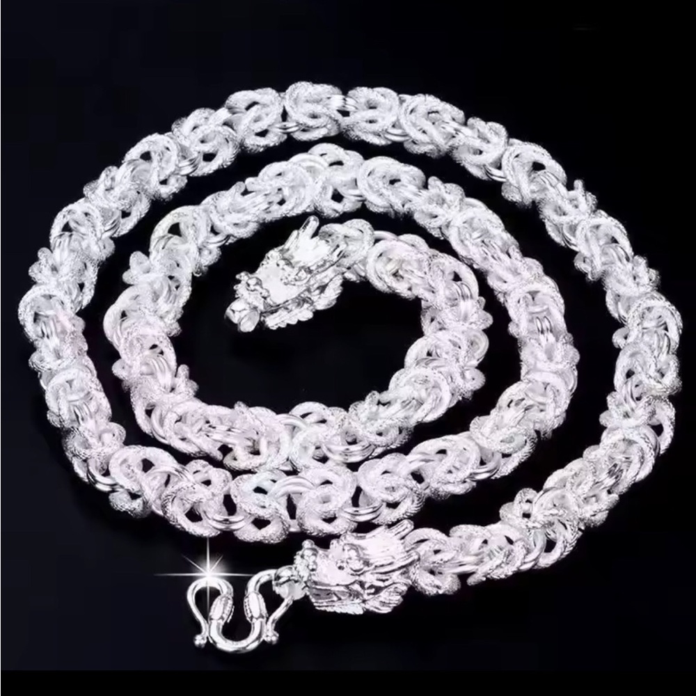 Sterling Silver Dragon Knot Rope Chain Necklace